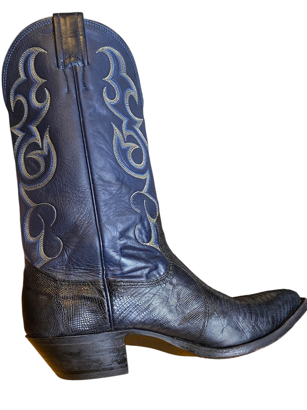 Nocona 1550-28-005 Vintage Blue Lizard & Leather Western Cowgirl Boots SZ 7D - Picture 7 of 15